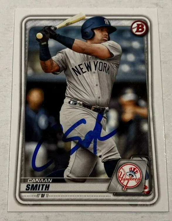 CANAAN SMITH SIGNED 2020 BOWMAN PROSPECT BASEBALL ROOKIE CARD AUTO