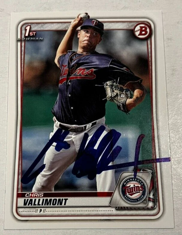 CHRIS VALLIMONT SIGNED 2020 BOWMAN PROSPECT BASEBALL ROOKIE CARD AUTO