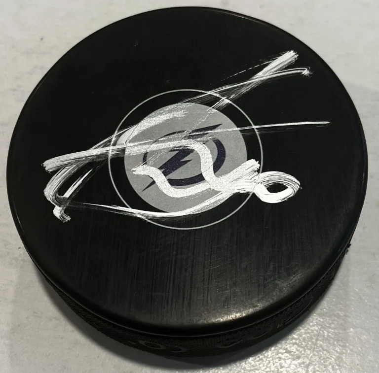 ANTHONY DUCLAIR SIGNED TAMPA BAY LIGHTNING HOCKEY PUCK W/ CASE COA