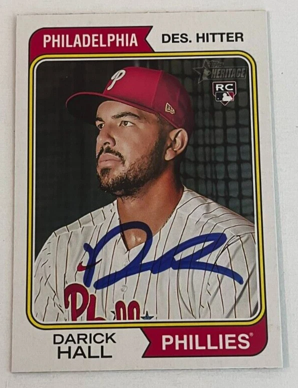 DARICK HALL SIGNED 2023 TOPPS HERITAGE BASEBALL CARD AUTO