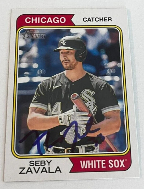 SEBY ZAVALA SIGNED 2023 TOPPS HERITAGE BASEBALL CARD AUTO