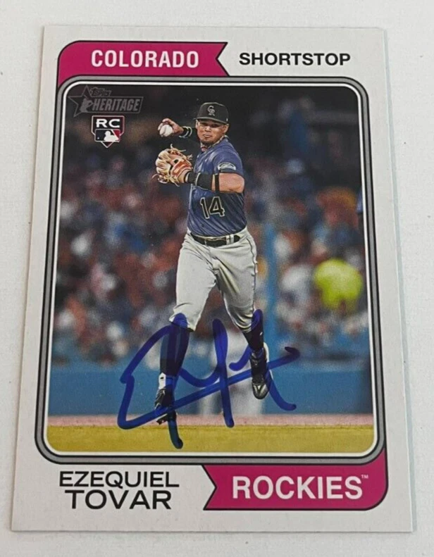 EZEQUIEL TOVAR SIGNED 2023 TOPPS HERITAGE BASEBALL CARD AUTO
