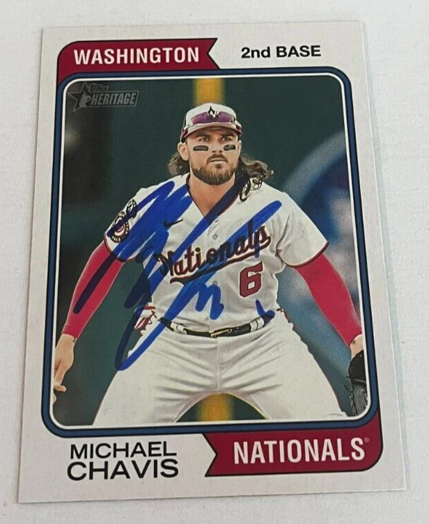 MICHAEL CHAVIS SIGNED 2023 TOPPS HERITAGE BASEBALL CARD AUTO