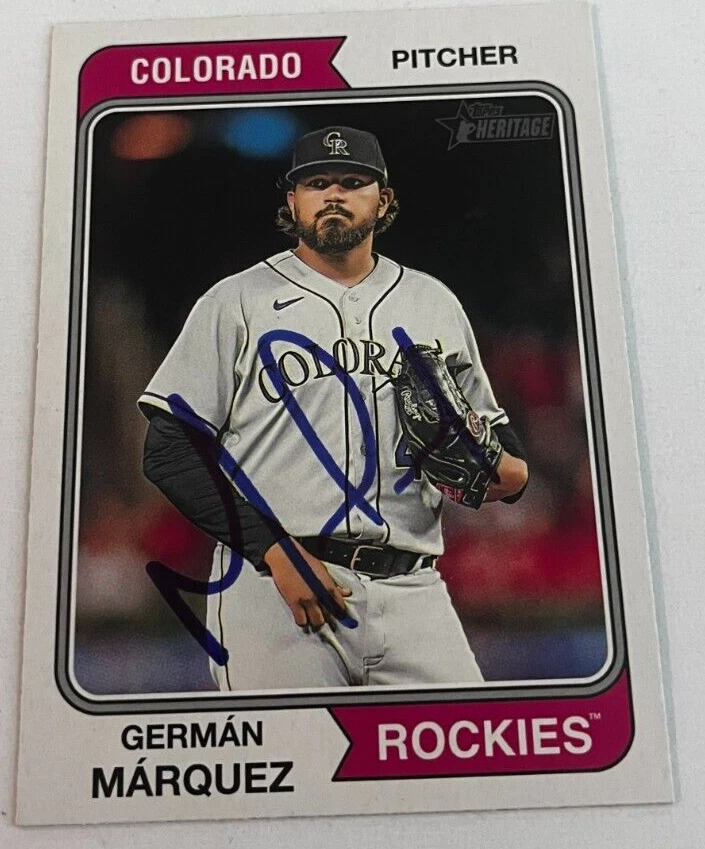 GERMAN MARQUEZ SIGNED 2023 TOPPS HERITAGE BASEBALL CARD AUTO