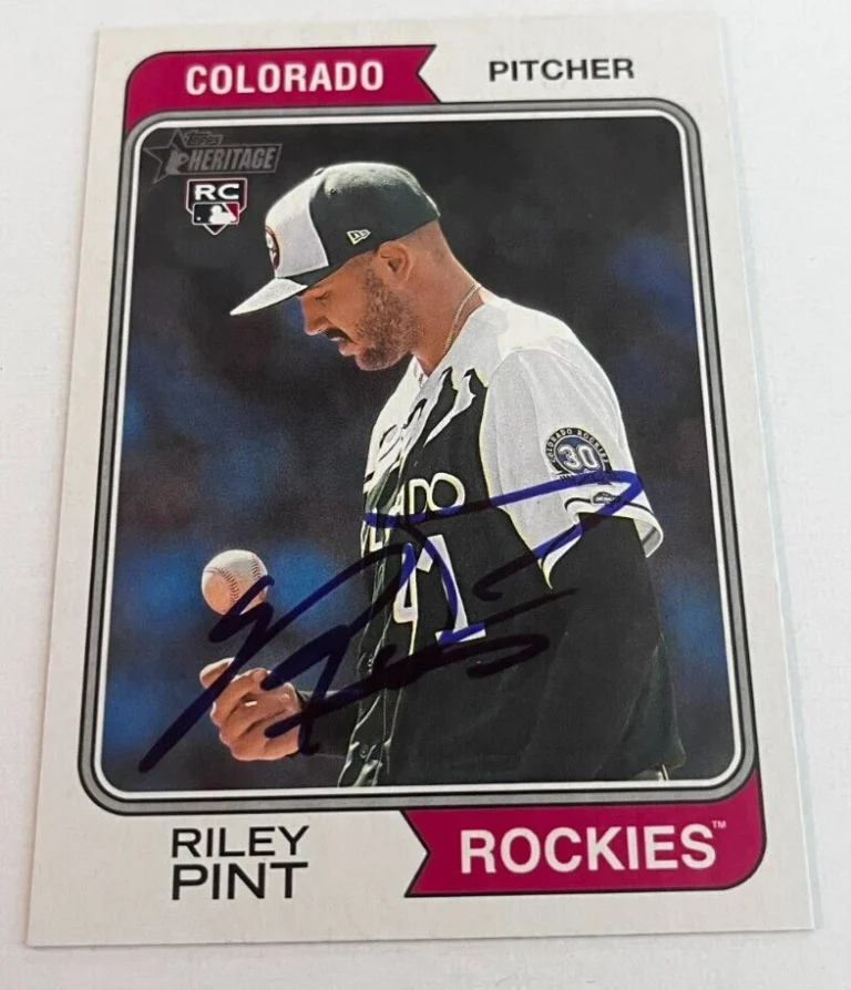 RILEY PINT SIGNED 2023 TOPPS HERITAGE BASEBALL CARD AUTO