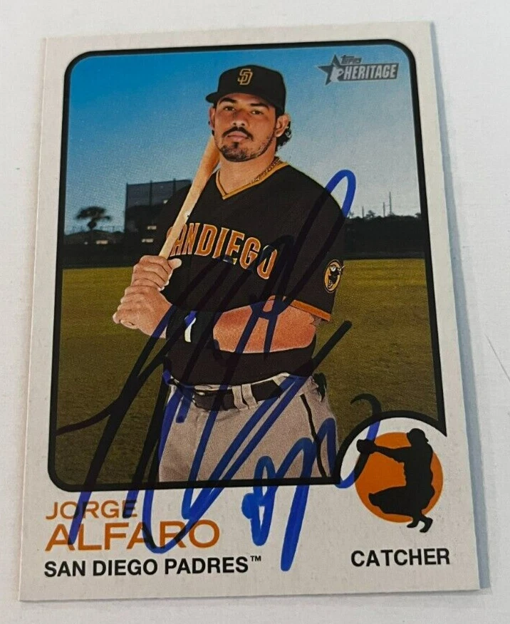 JORGE ALFARO SIGNED 2022 TOPPS HERITAGE BASEBALL CARD AUTO