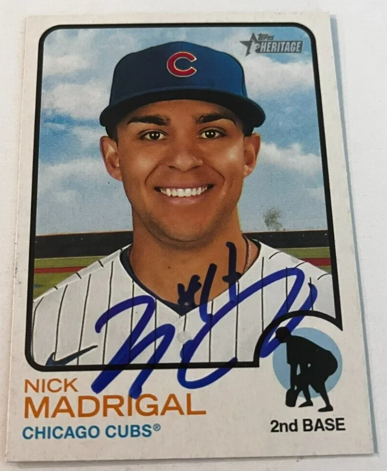 NICK MADRIGAL SIGNED 2022 TOPPS HERITAGE BASEBALL CARD AUTO