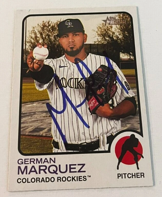 GERMAN MARQUEZ SIGNED 2022 TOPPS HERITAGE BASEBALL CARD AUTO