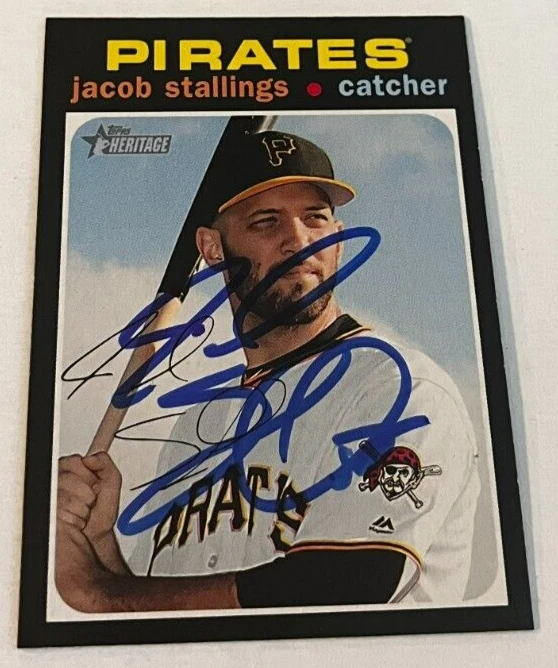 JACOB STALLINGS SIGNED 2020 TOPPS HERITAGE BASEBALL CARD AUTO