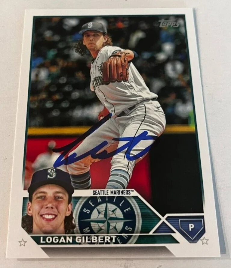 LOGAN GILBERT SIGNED 2023 TOPPS BASEBALL CARD AUTO