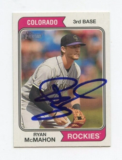 RYAN MCMAHON SIGNED 2023 TOPPS HERITAGE BASEBALL CARD AUTO