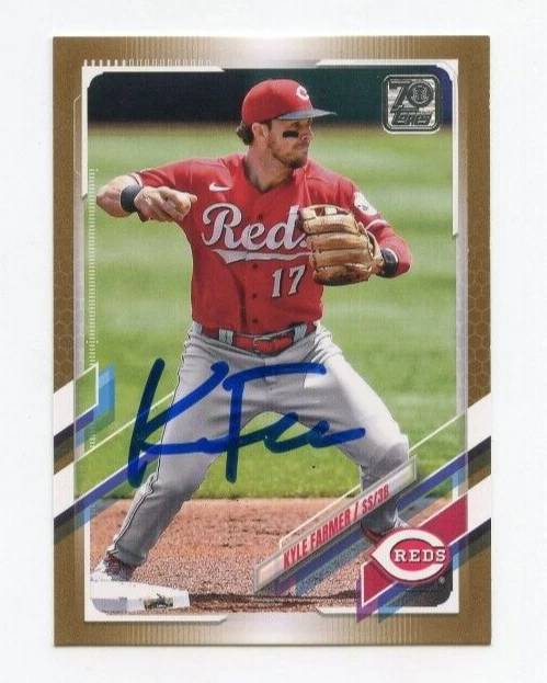 KYLE FARMER SIGNED 2021 TOPPS GOLD BASEBALL CARD AUTO
