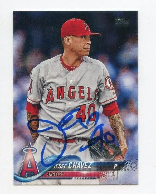 JESSE CHAVEZ SIGNED 2018 TOPPS BASEBALL CARD AUTO