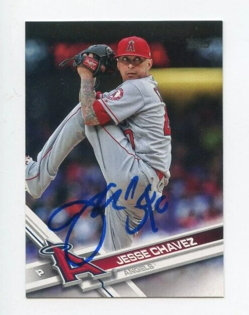 JESSE CHAVEZ SIGNED 2017 TOPPS BASEBALL CARD AUTO