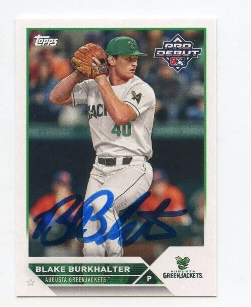 BLAKE BURKHALTER SIGNED 2023 TOPPS PRO DEBUT BASEBALL CARD AUTO