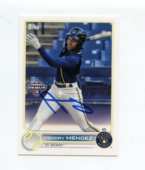 HENDRY MENDEZ SIGNED 2022 TOPPS PRO DEBUT BASEBALL CARD AUTO