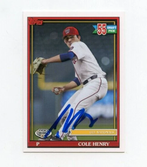 COLE HENRY SIGNED 2021 TOPPS PRO DEBUT BASEBALL CARD AUTO