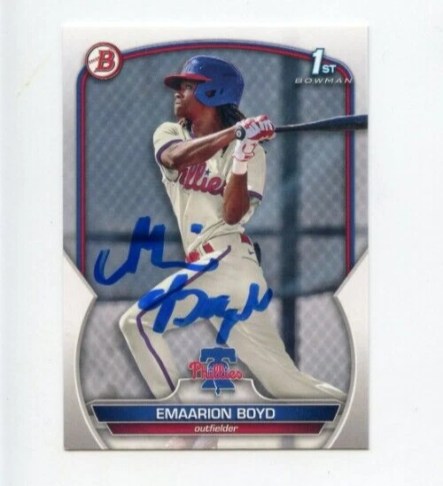 EMAARION BOYD SIGNED 2023 BOWMAN BASEBALL CARD AUTO
