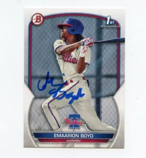 EMAARION BOYD SIGNED 2023 BOWMAN BASEBALL CARD AUTO