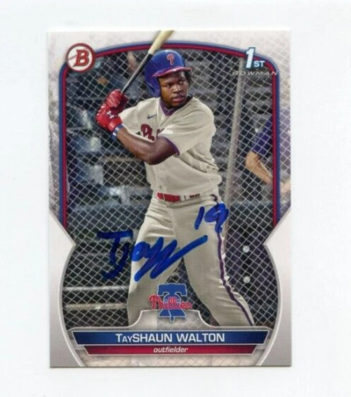 TJAYY WALTON SIGNED 2023 BOWMAN DRAFT BASEBALL CARD AUTO TAYSHAUN