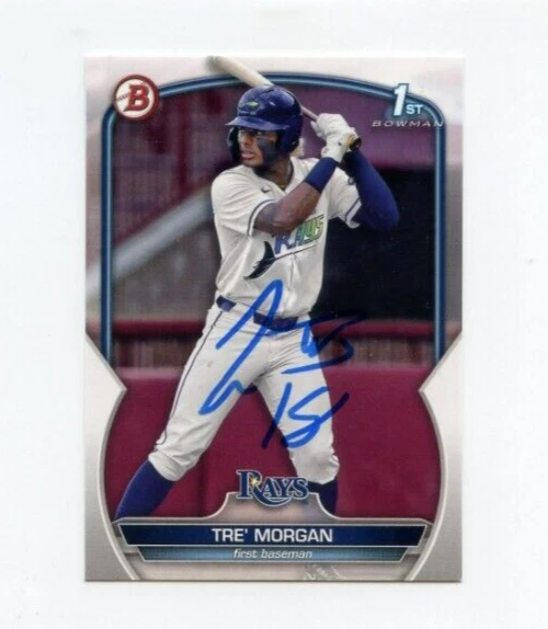 TRE' MORGAN SIGNED 2023 BOWMAN DRAFT BASEBALL CARD AUTO TRE