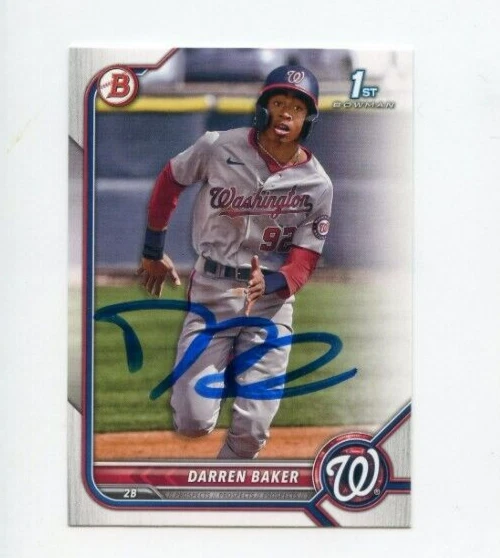 DARREN BAKER SIGNED 2022 BOWMAN BASEBALL CARD AUTO