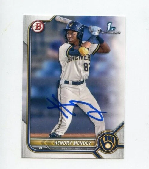 HENDRY MENDEZ SIGNED 2022 BOWMAN BASEBALL CARD AUTO