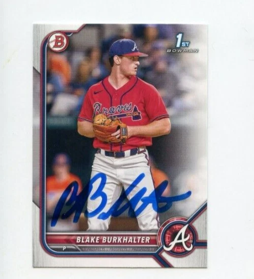 BLAKE BURKHALTER SIGNED 2022 BOWMAN DRAFT BASEBALL CARD AUTO