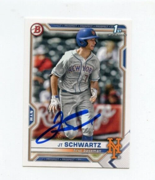 JT SCHWARTZ SIGNED 2021 BOWMAN DRAFT BASEBALL CARD AUTO