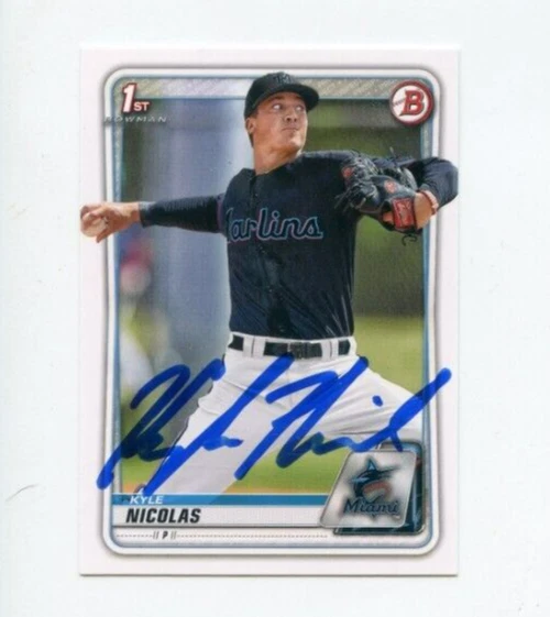 KYLE NICOLAS SIGNED 2020 BOWMAN DRAFT BASEBALL CARD AUTO