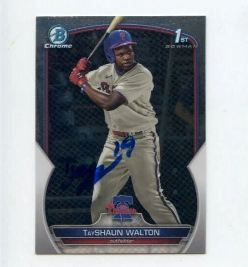 TJAYY WALTON SIGNED 2023 BOWMAN CHROME DRAFT CARD AUTO TAYSHAUN