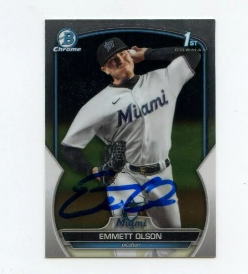 EMMETT OLSON SIGNED 2023 BOWMAN CHROME DRAFT CARD AUTO