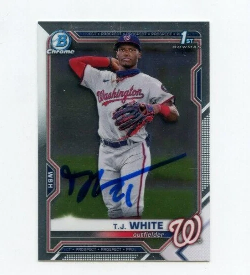 TJ WHITE SIGNED 2021 BOWMAN CHROME DRAFT CARD AUTO