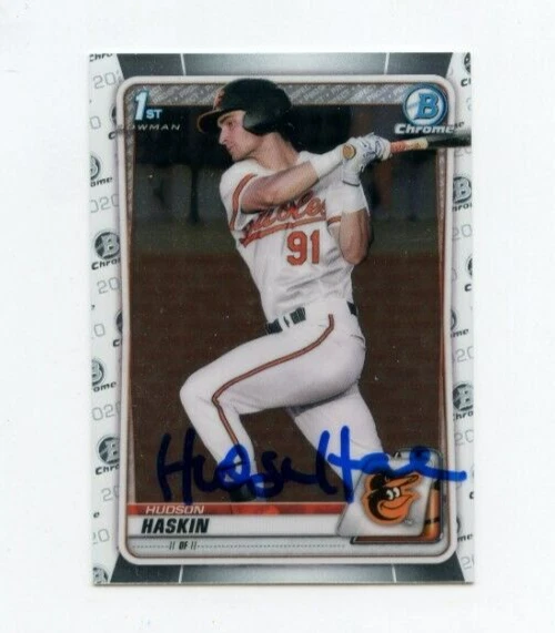HUDSON HASKIN SIGNED 2020 BOWMAN CHROME DRAFT CARD AUTO