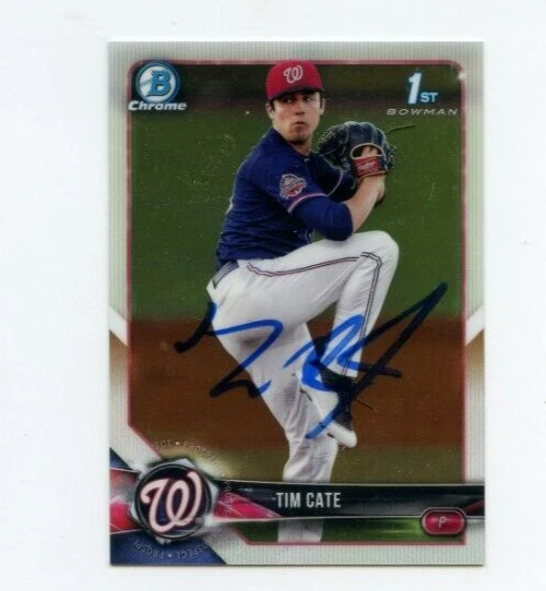 TIM CATE SIGNED 2018 BOWMAN CHROME DRAFT CARD AUTO