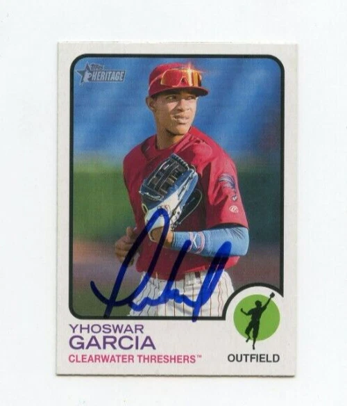 YHOSWAR GARCIA SIGNED 2022 TOPPS HERITAGE MINOR LEAGUE BASEBALL CARD AUTO