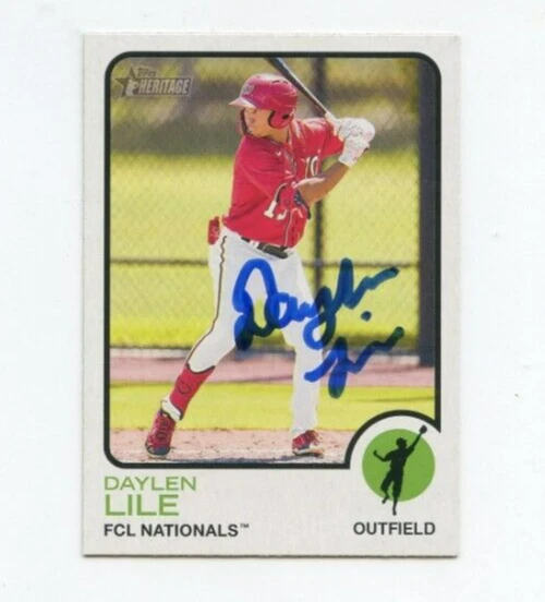 DAYLEN LILE SIGNED 2022 TOPPS HERITAGE MINOR LEAGUE BASEBALL CARD AUTO