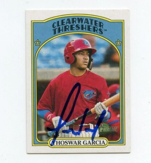 YHOSWAR GARCIA SIGNED 2021 TOPPS HERITAGE MINOR LEAGUE BASEBALL CARD AUTO