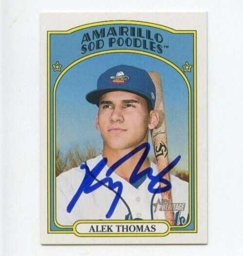 ALEK THOMAS SIGNED 2021 TOPPS HERITAGE MINOR LEAGUE BASEBALL CARD AUTO