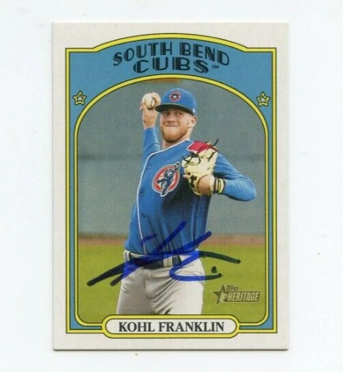 KOHL FRANKLIN SIGNED 2021 TOPPS HERITAGE MINOR LEAGUE BASEBALL CARD AUTO