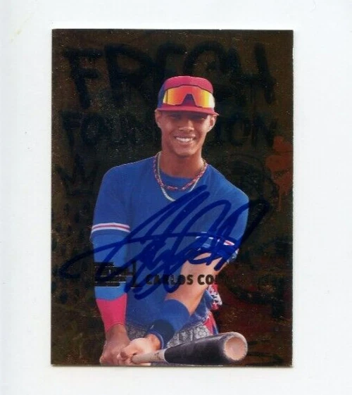 CARLOS COLMENAREZ SIGNED 2021 SKYBOX METAL UNIVERSE CHAMPIONS BASEBALL CARD AUTO