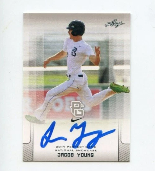 JACOB YOUNG SIGNED 2017 LEAF PERFECT GAME BASEBALL CARD AUTO