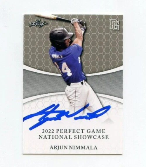 ARJUN NIMMALA SIGNED 2022 LEAF PERFECT GAME BASEBALL CARD AUTO
