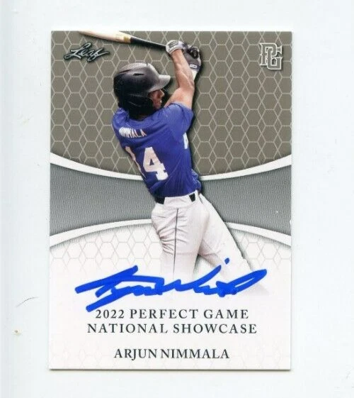 ARJUN NIMMALA SIGNED 2022 LEAF PERFECT GAME BASEBALL CARD AUTO