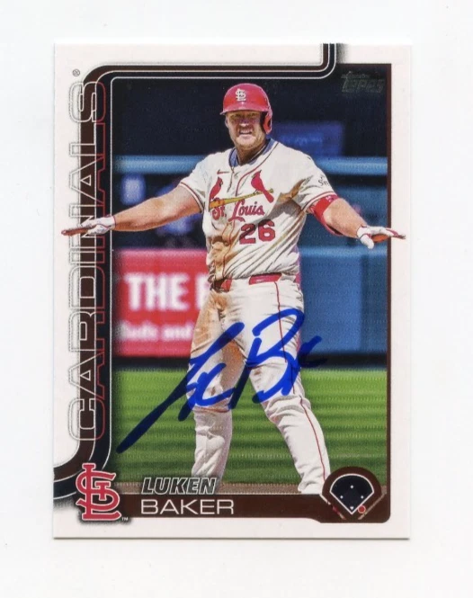 LUKEN BAKER SIGNED AUTOGRAPHED 2025 TOPPS BASEBALL CARD AUTO