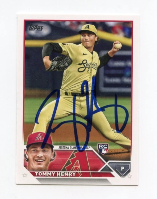 TOMMY HENRY SIGNED AUTOGRAPHED 2023 TOPPS BASEBALL CARD AUTO