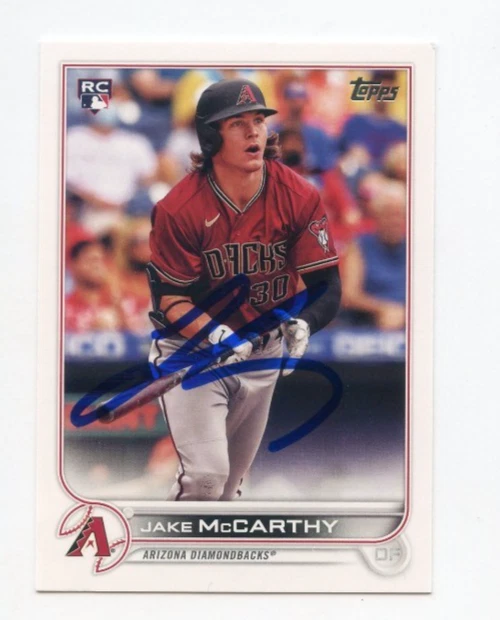 JAKE MCCARTHY SIGNED AUTOGRAPHED 2022 TOPPS BASEBALL CARD AUTO