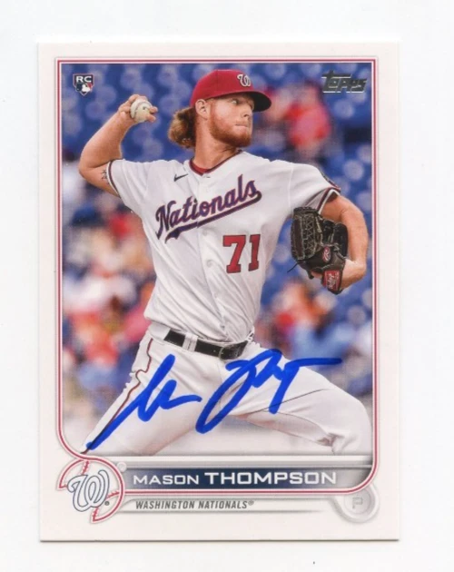 MASON THOMPSON SIGNED AUTOGRAPHED 2022 TOPPS BASEBALL CARD AUTO