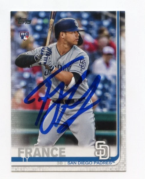TY FRANCE SIGNED AUTOGRAPHED 2019 TOPPS BASEBALL CARD AUTO