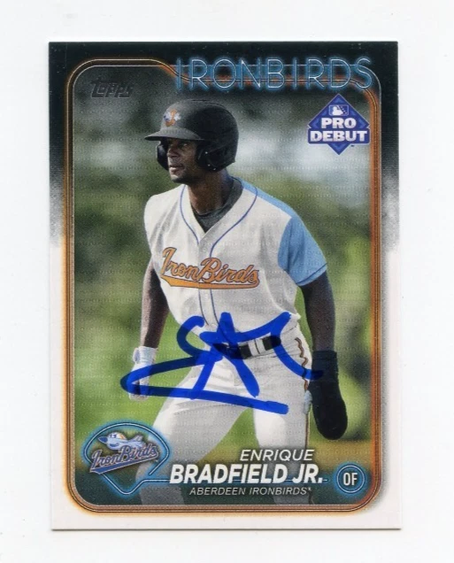 ENRIQUE BRADFIELD JR SIGNED AUTOGRAPHED 2024 TOPPS PRO DEBUT BASEBALL CARD AUTO